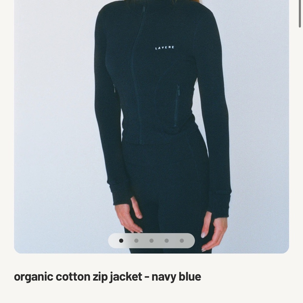 Organic Cotton Zip Jacket - Navy Blue - Picture 4 of 6